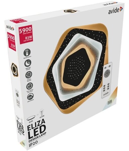 Designové led stropní svítidlo Avide Eliza XL 53cm 76W 6030lm CCT dálkové ovládání 3 roky
