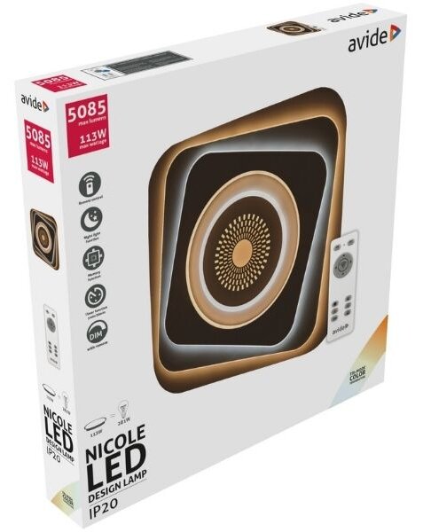 Designové led stropní svítidlo Avide Nicole 48cm 95W 6600lm CCT dálkové ovládání 3 roky