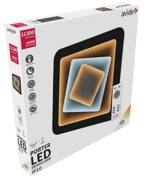 Designové led stropní svítidlo Avide Porter 50cm 106W 8243lm CCT dálkové ovládání 3 roky