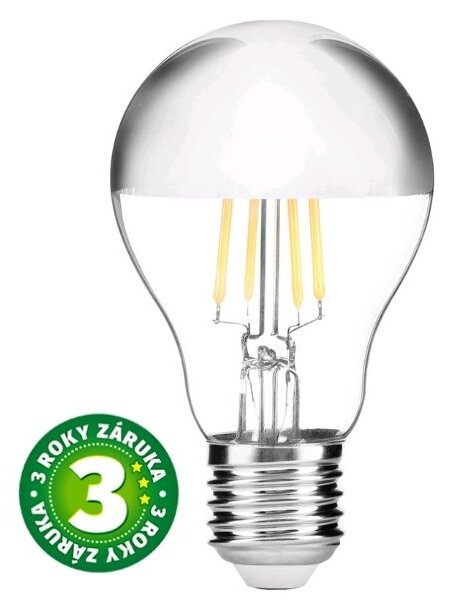 Prémiová retro LED žárovka E27 zrcadlová 7W 680lm teplá, filament, 3 roky