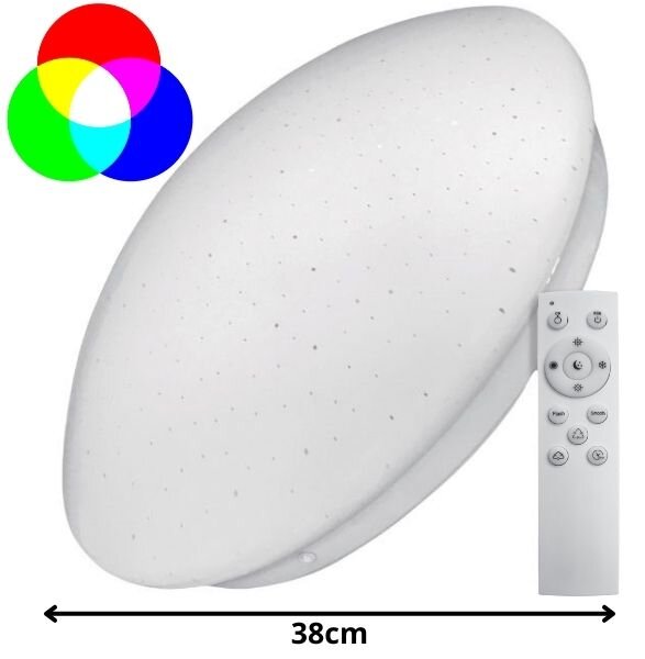 Prémiové led stropní svítidlo Avide Stella RGB+W 38cm 24W 2100lm, dálkové ovládání, 3 roky