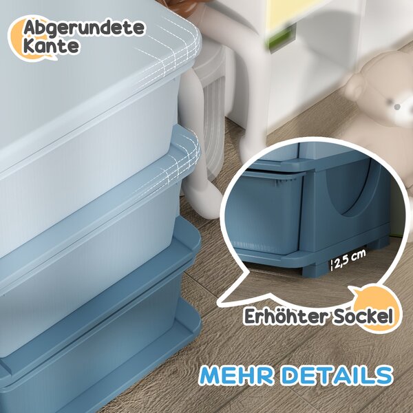 HOMCOM komoda s 9 zásuvkami pro děti – organizér na hračky, modrý, 113 x 37 x 56,5 cm – pro děti 3–6 let | Aosom