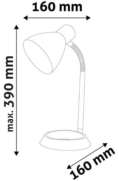 Stolní lampa na 1 žárovku E27, základna ve tvaru O, bílá