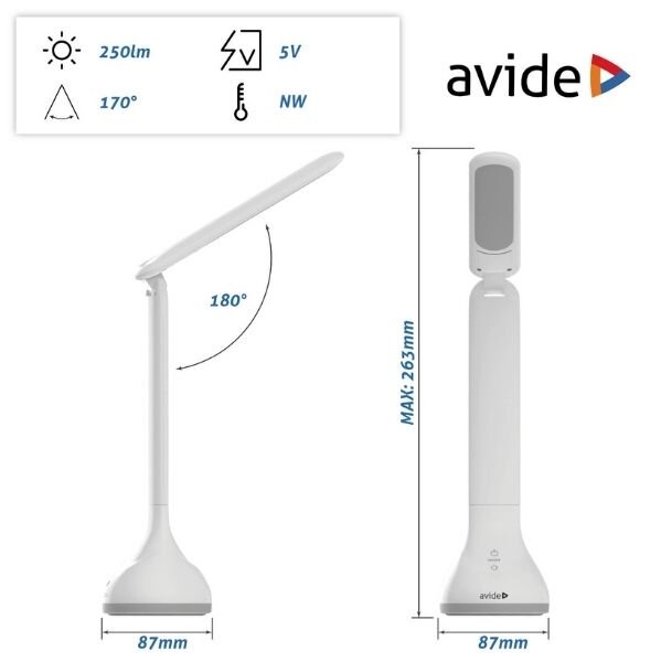 Nabíjecí stmívatelná LED stolní lampa 4W 250lm denní světlo RGB podstavec bílá