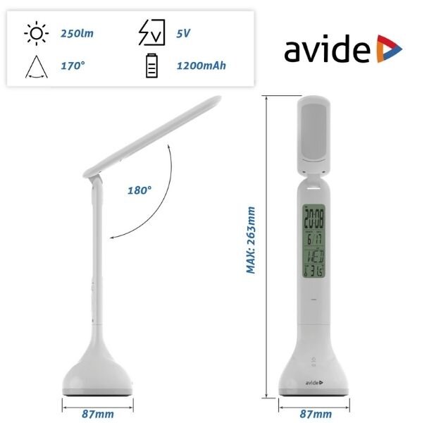 Nabíjecí stmívatelná LED stolní lampa s diplejem 4W 250lm denní světlo RGB podstavec, bílá