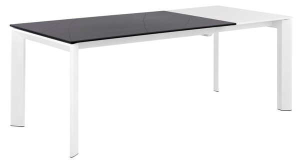Tmavě šedý keramický rozkládací jídelní stůl Somcasa Tamara 160/240 x 90 cm s bílou podnoží