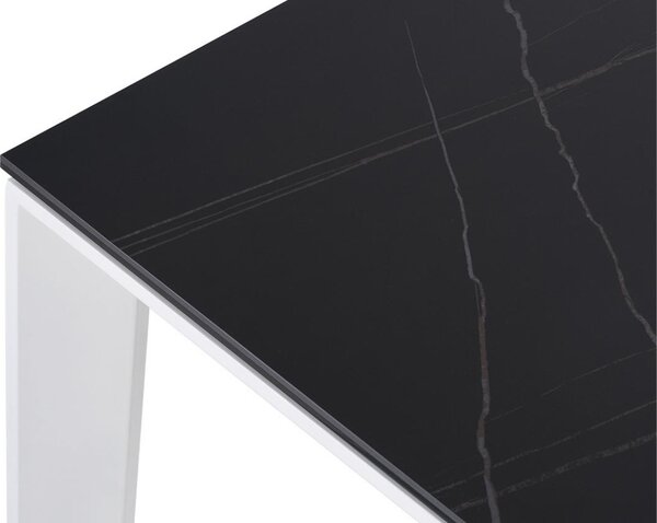 Tmavě šedý keramický rozkládací jídelní stůl Somcasa Tamara 160/240 x 90 cm s bílou podnoží
