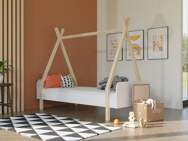 Dětské domečkové jednolůžko MODULAR ve tvaru teepee 90x200 cm, Zvolte variantu: Bez čela