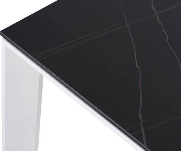 Tmavě šedý keramický rozkládací jídelní stůl Somcasa Lisa 140/200 x 90 cm s bílou podnoží
