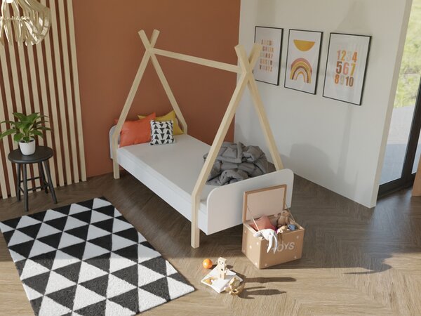 Dětské domečkové jednolůžko MODULAR ve tvaru teepee 90x200 cm, Zvolte variantu: Bez čela