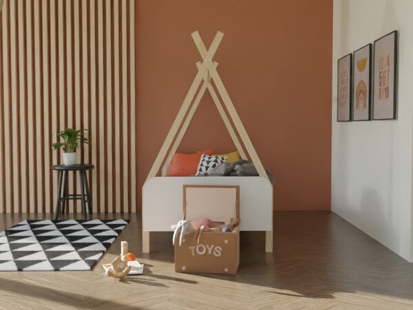 Dětské domečkové jednolůžko MODULAR ve tvaru teepee 90x200 cm, Zvolte variantu: Bez čela