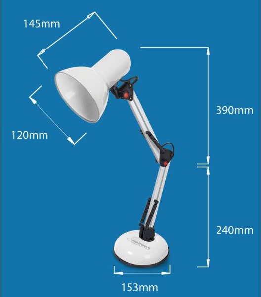 Kloubová stolní lampa na jednu žárovku E27, stříbrná