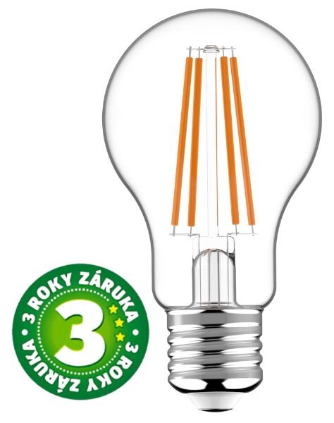 Prémiová retro LED žárovka E27 7W 806lm teplá, filament, ekv. 60W, 3 roky