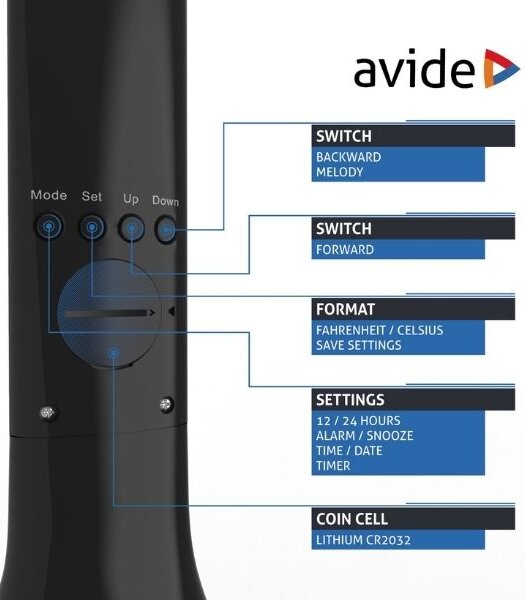 Nabíjecí stmívatelná LED stolní lampa s displejem, 5W 280lm denní světlo, černá