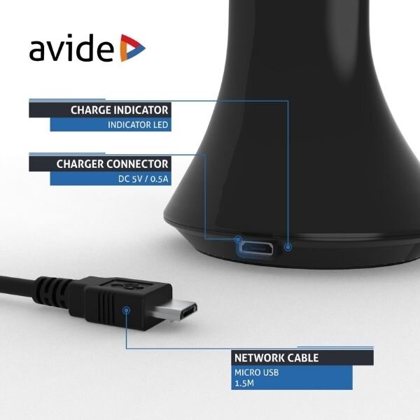 Nabíjecí stmívatelná LED stolní lampa s displejem, 5W 280lm denní světlo, černá