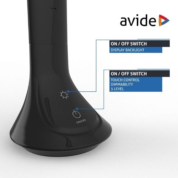 Nabíjecí stmívatelná LED stolní lampa s displejem, 5W 280lm denní světlo, černá