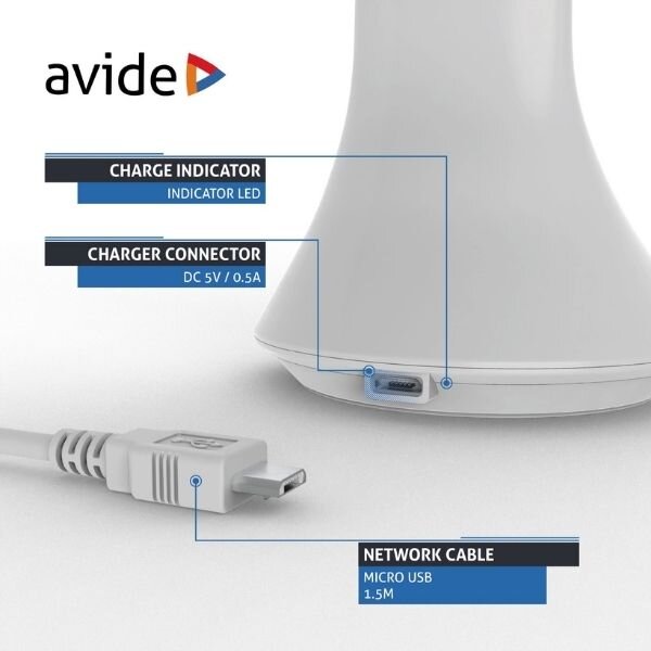 Nabíjecí stmívatelná LED stolní lampa s displejem, 5W 280lm denní světlo, bílá