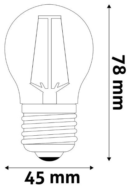 Prémiová retro LED žárovka E27 2,5W 250lm G45 teplá, filament, ekv. 25W, 3 roky