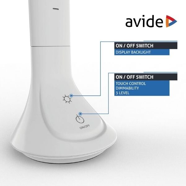 Nabíjecí stmívatelná LED stolní lampa s displejem, 5W 280lm denní světlo, bílá