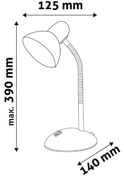Stolní lampa na 1 žárovku E27 max 40W, červená