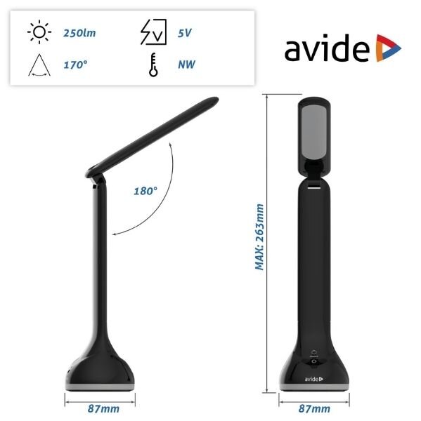 Nabíjecí stmívatelná LED stolní lampa 4W 250lm denní světlo RGB podstavec černá