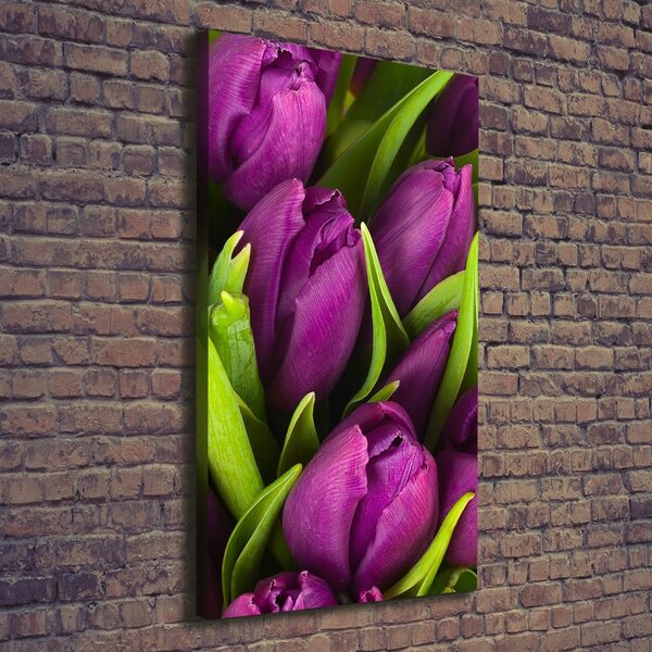 Vertikální Foto obraz na plátně Fialové tulipány ocv-89975331