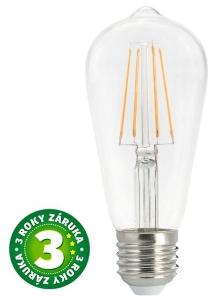 Prémiová retro LED žárovka E27 7W 806lm ST57 teplá, filament, ekv. 60W, 3 roky