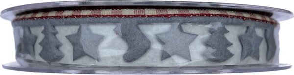 Vánoční stuha girlandová UNIVERSUM silver 15mm x 5m (7,-Kč/m)