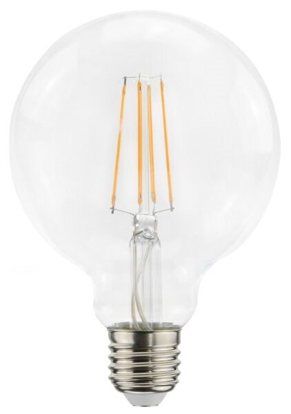 Prémiová retro LED žárovka E27 7W 806lm, průměr 95mm, teplá, filament, ekv. 60W, 3 roky