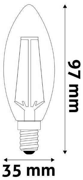 Prémiová retro LED žárovka svíčka E14 2,5W 250lm teplá, filament, ekv. 25W, 3 roky