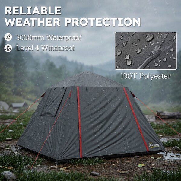 Outsunny stan pro 2 osoby – kupolový, 3000 mm vodního sloupce, 2 vchody, 4 okna, transportní taška a háček na lucernu – kempování/turistika | Aosom