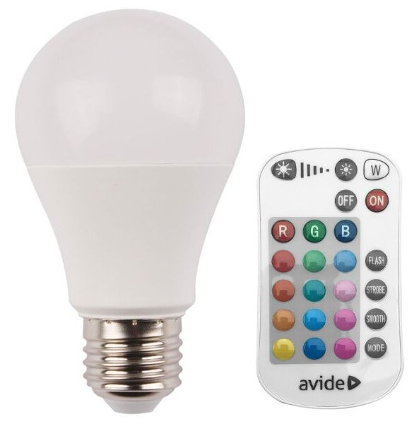 Chytrá LED žárovka E27 9,7W RGB+W, stmívatelná, s dálkovým ovládáním, ekv. 60W, 3 roky