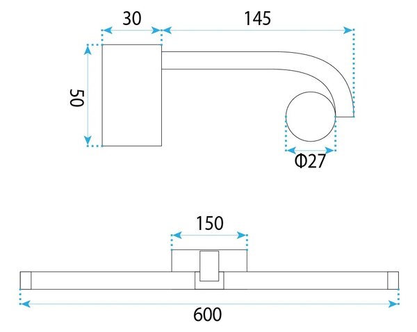 Toolight Koupelnové nástěnné LED osvětlení APP1888-1W 60cm černá