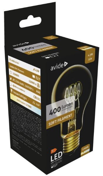 Prémiová designová retro LED žárovka E27 4,5W 400lm EXTRA TEPLÁ filament ekv. 35W 3 roky