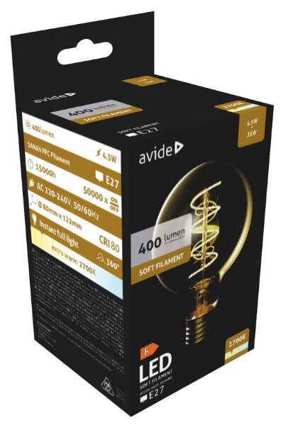 Prémiová designová retro LED žárovka E27 4,5W 400lm EXTRA TEPLÁ G80 ekv. 35W 3 roky