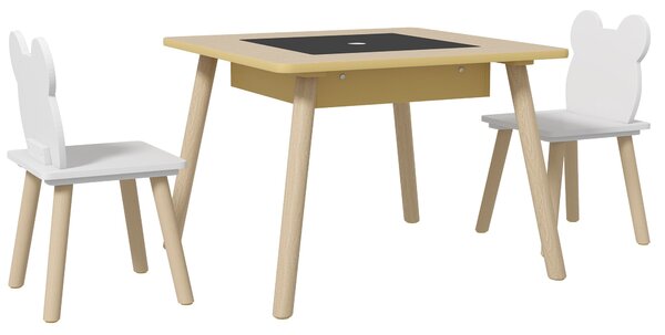 AIYAPLAY dětský stůl se 2 židlemi — dětská sada s úložným prostorem a výklopnou deskou (3–6 let) | Aosom
