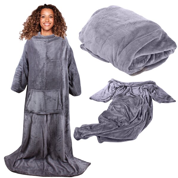 Verk 24306 Fleecová deka s rukávy šedá