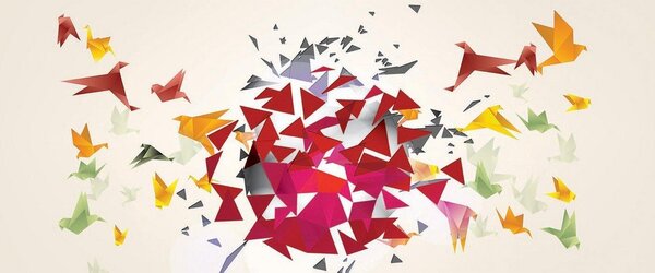 Postershop Fototapeta: Origami birds (2) - 104x250 cm