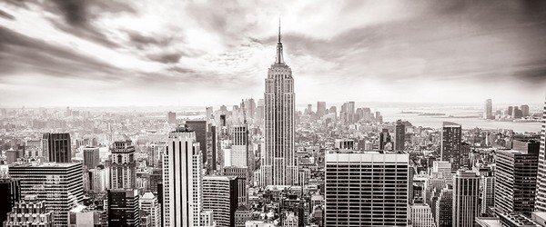 Postershop Fototapeta: Pohled na New York (černobílá) - 104x250 cm