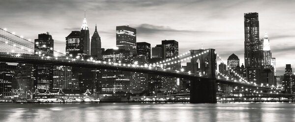 Postershop Fototapeta: Brooklyn Bridge (černobílý) - 104x250 cm