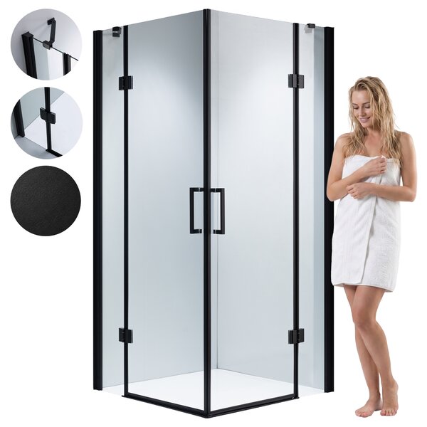 BPS-koupelny Čtvercový sprchový kout ZES KZ25A BL 80x80 černý/transparent - bez vaničky
