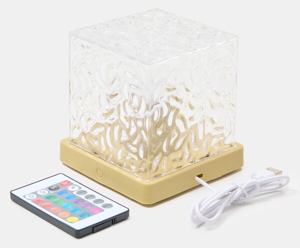 Sinsay - RGB LED dekorativní stolní lampa ve tvaru kostky s efektem tekoucí vody - clear