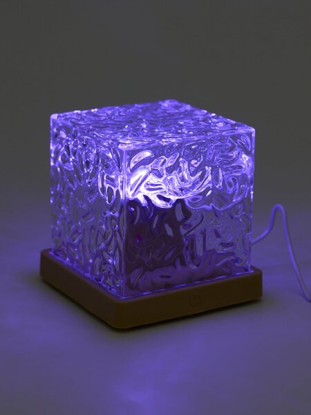 Sinsay - RGB LED dekorativní stolní lampa ve tvaru kostky s efektem tekoucí vody - clear
