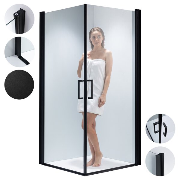 BPS-koupelny Čtvercový sprchový kout ZES KZ29A BL 80x80 černý/transparent - bez vaničky