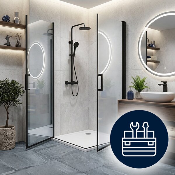 BPS-koupelny Čtvercový sprchový kout ZES KZ29A BL 80x80 černý/transparent - bez vaničky