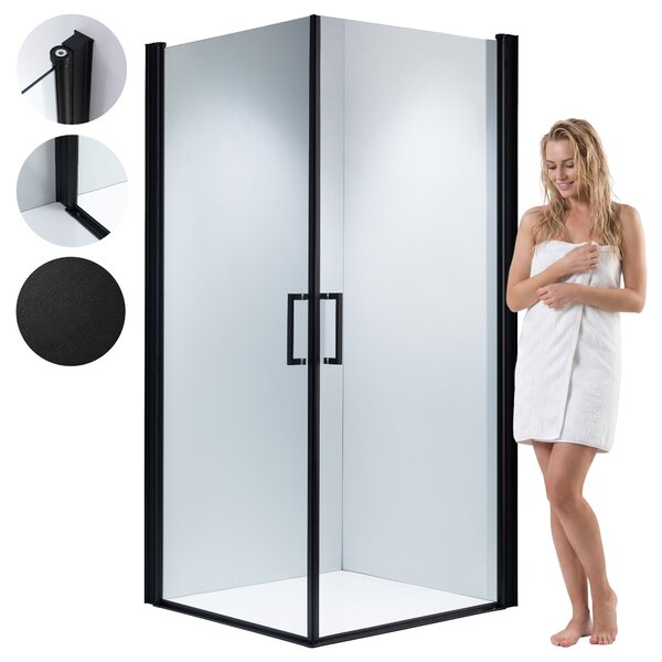 BPS-koupelny Čtvercový sprchový kout ZES KZ29A BL 80x80 černý/transparent - bez vaničky