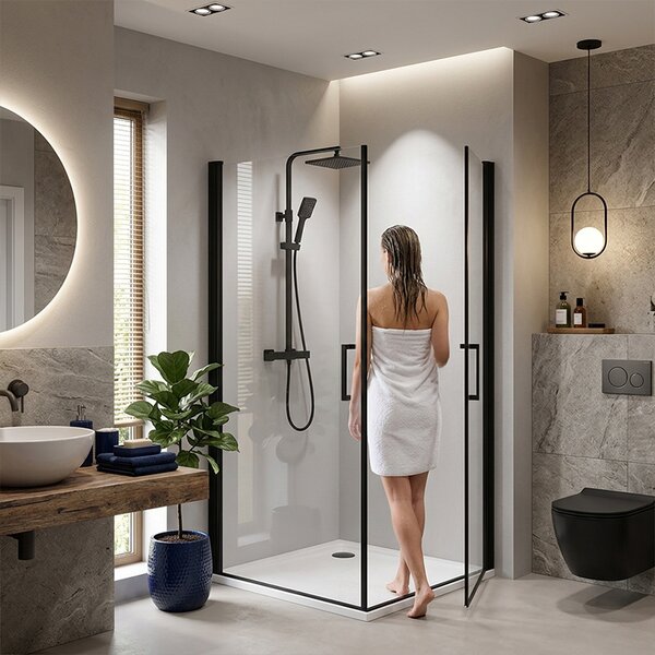 BPS-koupelny Čtvercový sprchový kout ZES KZ29A BL 80x80 černý/transparent - bez vaničky