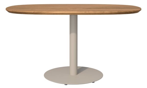 Tribu Jídelní stůl snížený T-Table, Tribu, oválný 136x80x68 cm, rám lakovaná nerez white, deska teak