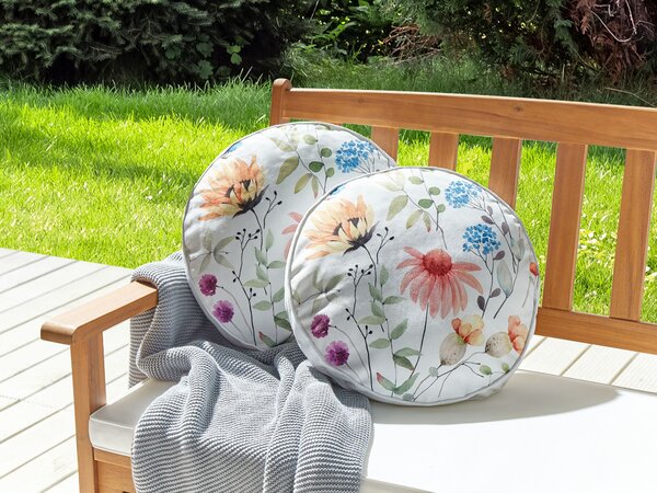 Sada 2 venkovních polštářů MONESI Květinový vzor 40 x 40 cm Pestrá