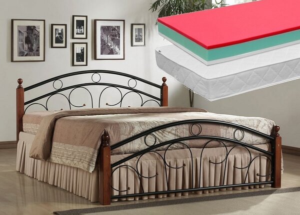 Casarredo Kovová postel PARIS, 180x200 + 2 ks matrace LITERA 90